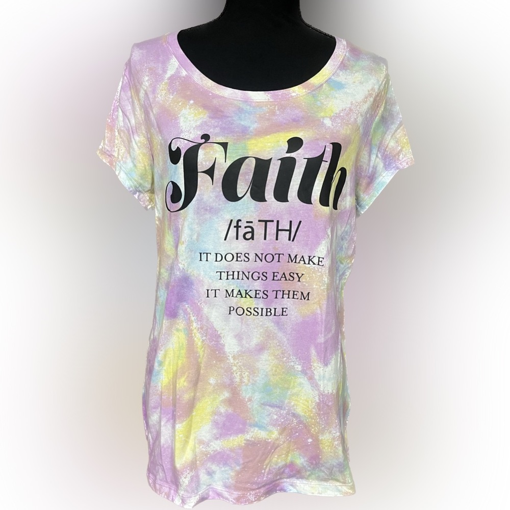 Wound Up Tee T Shirt XXXL 3XL Faith Shirt Purple Pink Yellow White Like New Plus